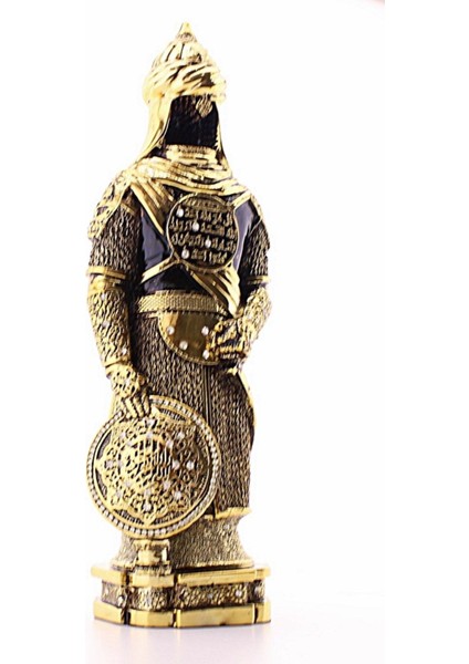 3 Boyutlu Küçük Boy 24 cm Zırhlı Cevşen Ayetli Asker Gold Biblo Polyester Üzerine Metal Kaplama Biblo