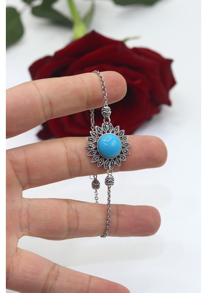 Güneş Tasarım Firuze Taşlı Markazit Kadın Gümüş Bileklik 201023643 fiyatları