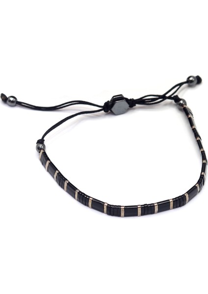 Deri ve Oniks Taşlı Doğal Taş Bay-Bayan Bileklik 201023652