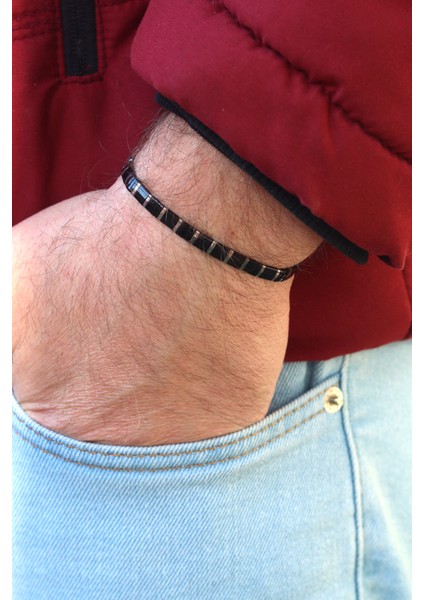 Deri ve Oniks Taşlı Doğal Taş Bay-Bayan Bileklik 201023652 fiyatları