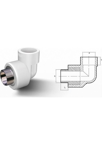 20MM Dış Dişli Dirsek 20*1/2 5 Adet
