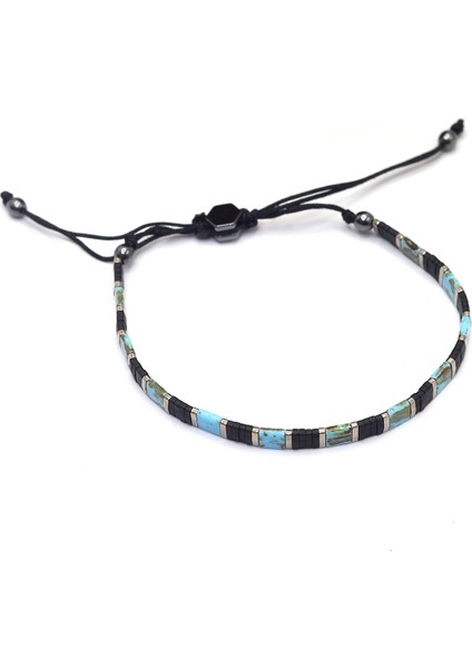 Deri ve Firuze Taşlı Doğal Taş Bay-Bayan Bileklik 201023648