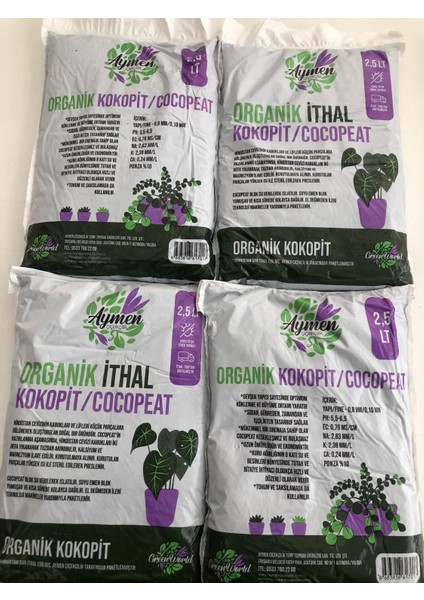 4 Adet 2,5 Litre Çiçek ve Bitki Yetiştirme Toprağı Cocopeat Ponza Katkılı İç ve Dış Mekan Kokopit