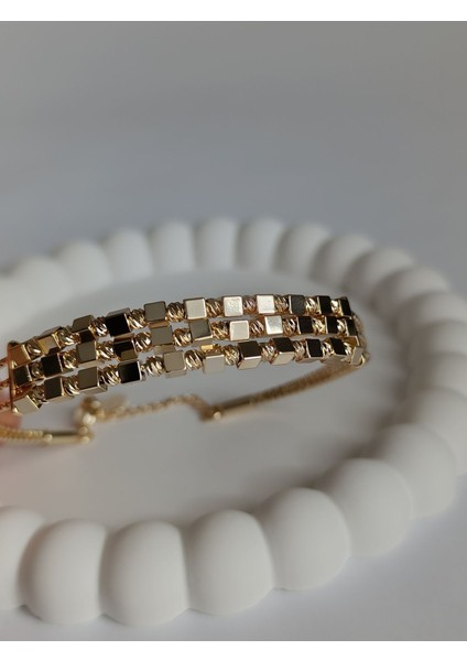 Gold Dorika Küp Çelik Bileklik
