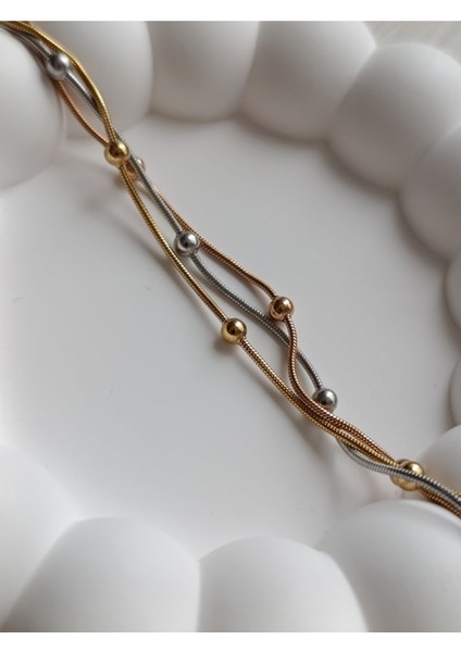 Üçlü Gold Rose Silver Dorika Çelik Bileklik indirimleri