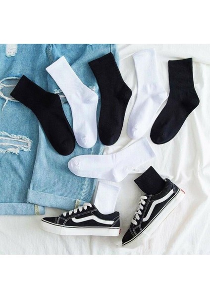 6\\\'lı Siyah Beyaz Unisex Spor Çorap Kutusu