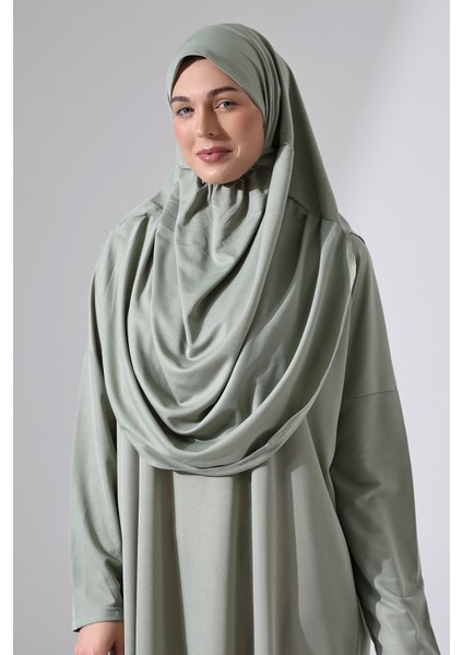 Başörtülü Tek Parça Namaz Elbisesi - Mint Yeşili - 5015