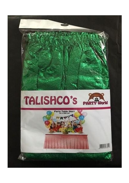 Metalize Parlak Yeşil Masa Eteği 70X400CM