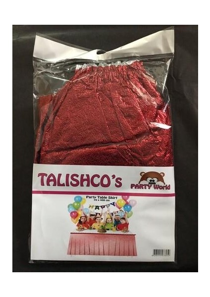 Metalize Parlak Kırmızı Masa Eteği 70X400CM