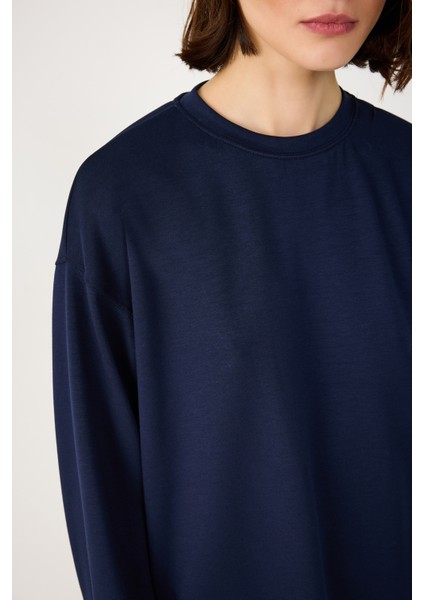 Bisiklet Yaka Pamuklu Sweatshirt