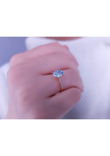 Pırlanta ve Akuamarin Taşlı Okyanus Yüzük 0402R0011