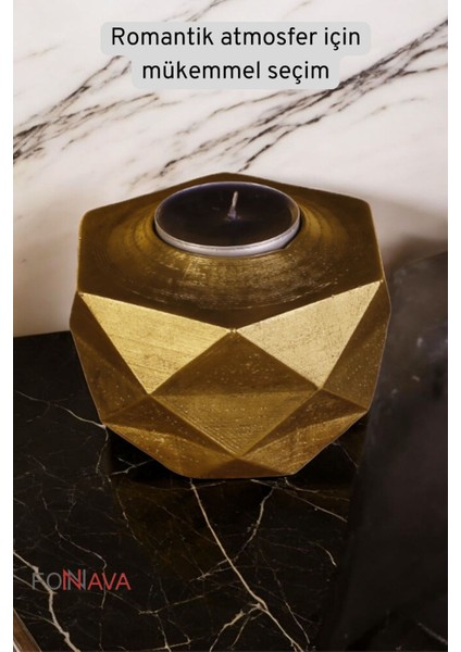 Şamdan Mumluk Dekoratif Mumluk Tealight Mumluk Gümüş Eskitme Renk Model 45