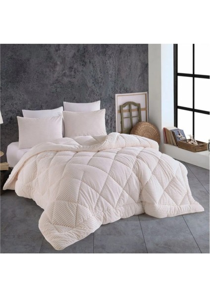 Premium Soft Tek Kişilik Yorgan Seti Krem