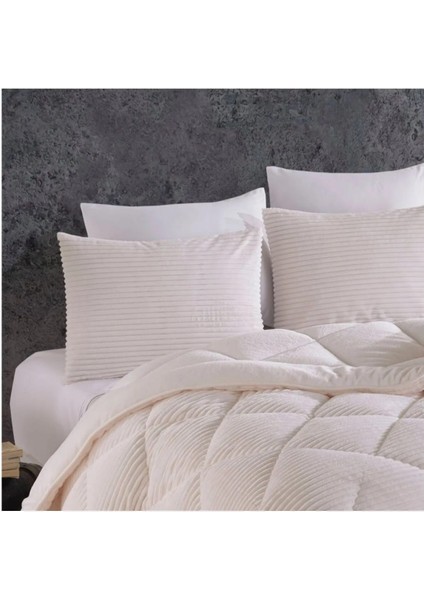 Premium Soft Tek Kişilik Yorgan Seti Krem