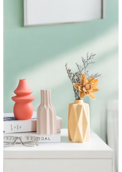 Dekoratif Vazo Seti Obje Ev Dekorasyon Masa Üstü Dekor Vazo Seti Model 1009