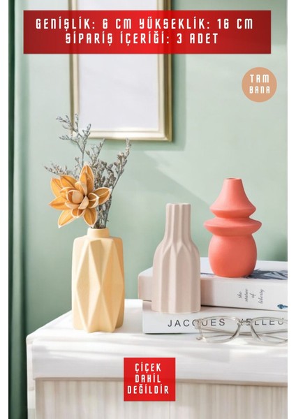 Dekoratif Vazo Seti Obje Ev Dekorasyon Masa Üstü Dekor Vazo Seti Model 1009 modelleri