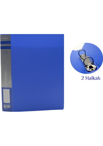 A4 2 Halkalı Plastik Dosya Mavi 2,5 cm MG2502MV