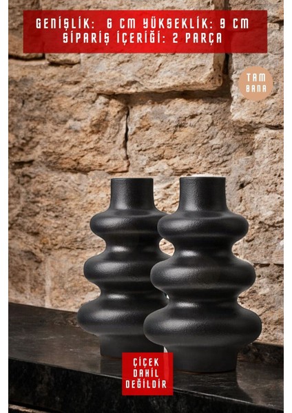Siyah Dekoratif Vazo Seti Obje Ev Dekorasyon Masa Üstü Dekor Vazo Seti Model 5 modelleri