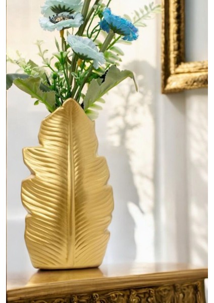 Gold Dekoratif Vazo Obje Ev Dekorasyon Masa Üstü Dekor Vazo Model 30