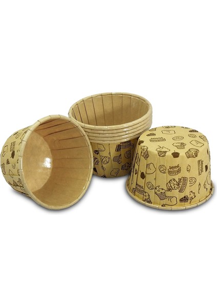 Kağıt Muffin Kek Kapsülü Desenli Kraft 50'li x 5 Paket