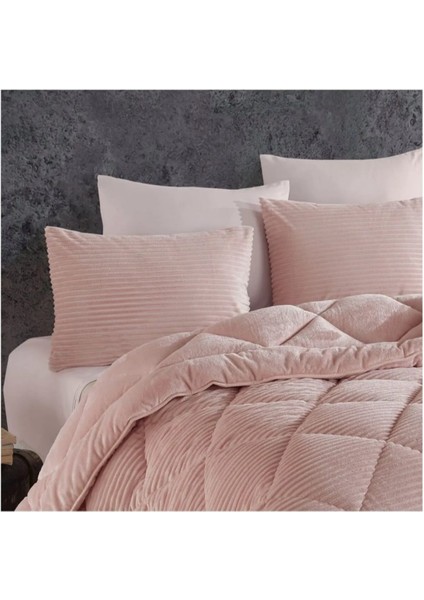Premium Soft Tek Kişilik Yorgan Seti Pudra