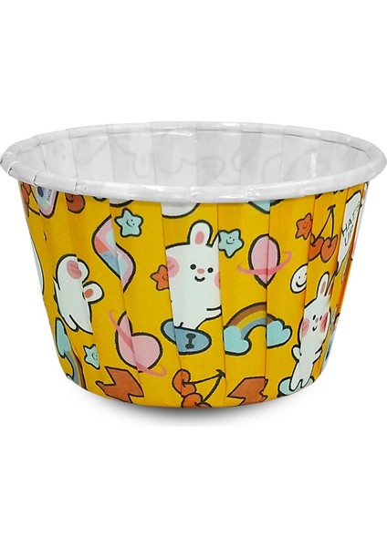 Muffin Kek Kapsülü Sarı Tavşan Desenli 50'li x 30 Paket (Koli)