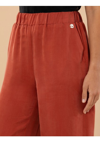 Kadın Kiremit Kupro Kumaş Loose Fit Pantolon 50273100-VR031
