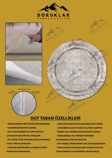 Kaymaz Taban Yıkanabilir Dijital Baskı Dekoratif Modern Desenli Yuvarlak Dot Taban Halı