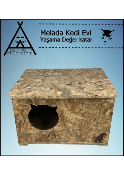 Melada Kedi Evi Dış Ortam Uygun Ahşap Kedi Evi Osb 60X45X40 cm