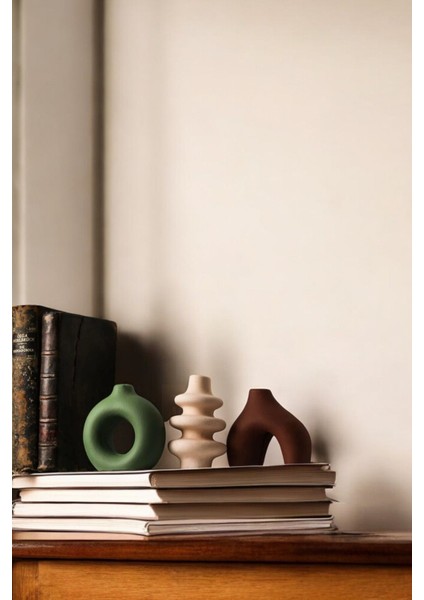 Siyah Dekoratif Vazo Seti Obje Ev Dekorasyon Masa Üstü Dekor Vazo Seti Model 1001