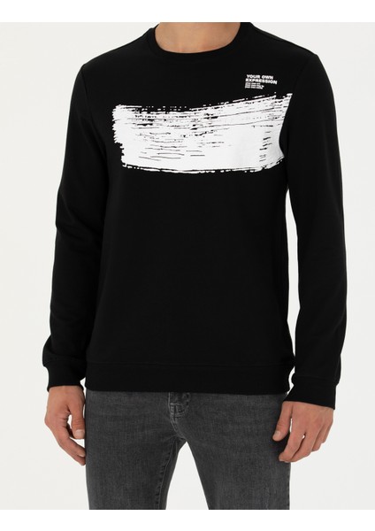 Erkek Siyah Regular Fit Sweatshirt 50272515-VR046