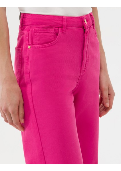 Kadın Fuşya High Waist Flare Fit Jean Pantolon 50273094-VR023