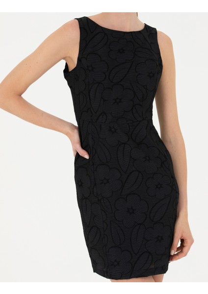 Kadın Siyah Slim Fit Dokuma Elbise 50272948-VR046