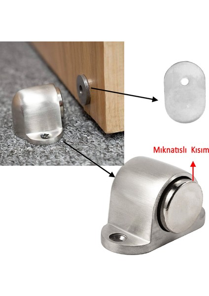 Mıknatıslı Küçük Metal Kapı Tutucu Çarpma Önleyici Durdurucu Stoper Krom 1 Adet