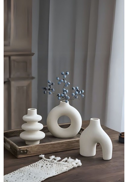 Siyah Dekoratif Vazo Seti Obje Ev Dekorasyon Masa Üstü Dekor Vazo Seti Model 1001