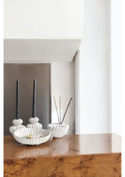 Beyaz Dekoratif Vazo Seti Obje Ev Dekorasyon Masa Üstü Dekor Vazo Seti Model 1013
