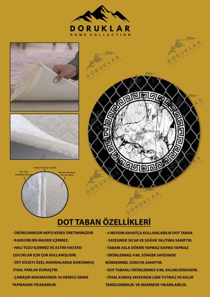 Kaymaz Taban Yıkanabilir Dijital Baskı Dekoratif Modern Desenli Yuvarlak Dot Taban Halı