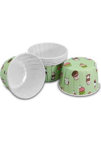 Muffin Kek Kapsülü Mint Dondurma Desenli 50'li x 30 Paket (Koli)