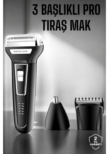3 Başlıklı Kulak ve Burun Tıraş Makinesi Erkeklere Özel