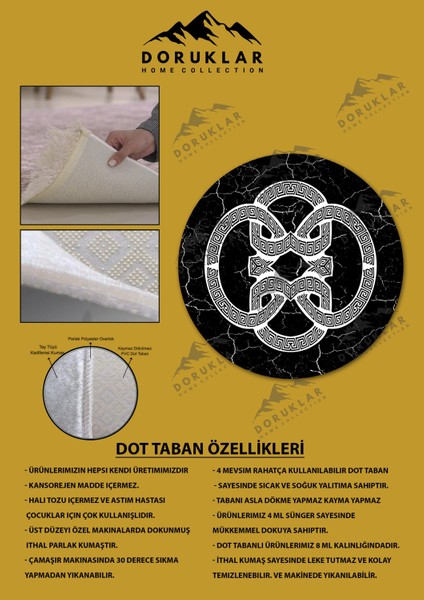 Kaymaz Taban Yıkanabilir Dijital Baskı Dekoratif Modern Desenli Yuvarlak Dot Taban Halı