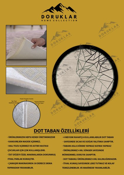 Kaymaz Taban Yıkanabilir Dijital Baskı Dekoratif Modern Desenli Yuvarlak Dot Taban Halı