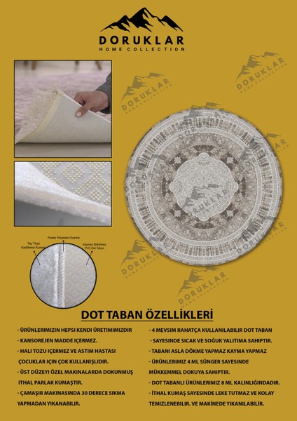 Kaymaz Taban Yıkanabilir Dijital Baskı Dekoratif Modern Desenli Yuvarlak Dot Taban Halı