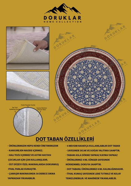 Kaymaz Taban Yıkanabilir Dijital Baskı Dekoratif Modern Desenli Yuvarlak Dot Taban Halı