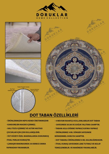 Kaymaz Taban Yıkanabilir Dijital Baskı Dekoratif Modern Desenli Yuvarlak Dot Taban Halı