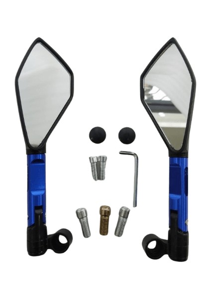 Universal Motosiklet Spor Cnc Modifiye Ayna Mavi