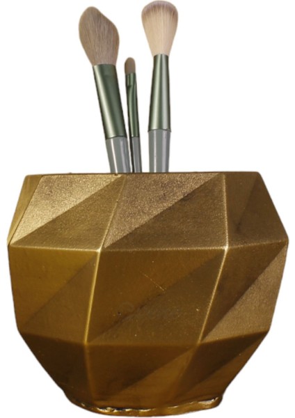 Makyaj Organizeri Makyaj Fırçalığı Makyaj Organizer Düzenleyici Altın Eskitme Renk Model 20