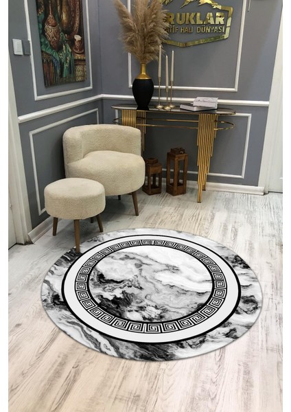 Kaymaz Taban Yıkanabilir Dijital Baskı Dekoratif Modern Desenli Yuvarlak Dot Taban Halı