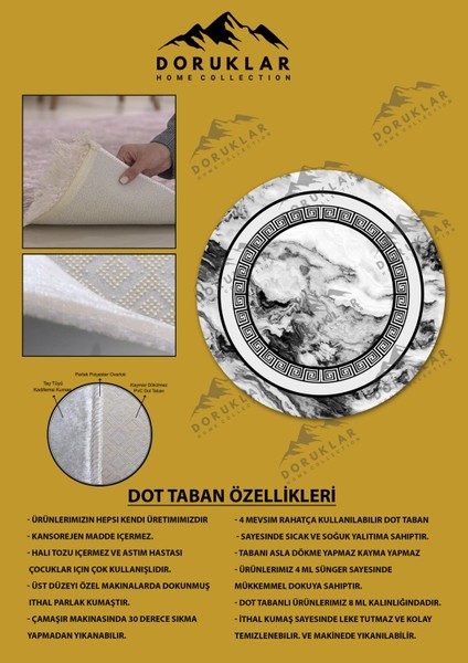 Kaymaz Taban Yıkanabilir Dijital Baskı Dekoratif Modern Desenli Yuvarlak Dot Taban Halı