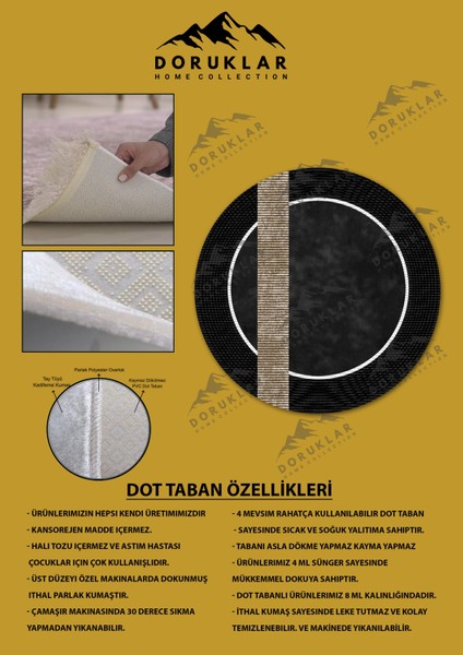 Kaymaz Taban Yıkanabilir Dijital Baskı Dekoratif Modern Desenli Yuvarlak Dot Taban Halı