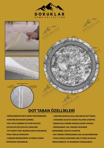 Kaymaz Taban Yıkanabilir Dijital Baskı Dekoratif Modern Desenli Yuvarlak Dot Taban Halı